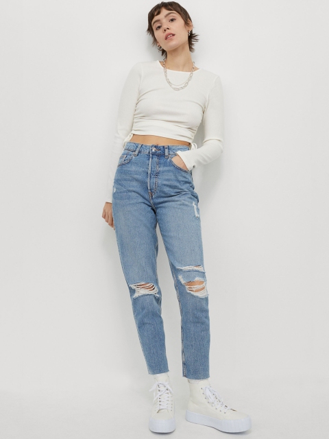 

H&M Women Blue Slim Mom High Ankle Jeans