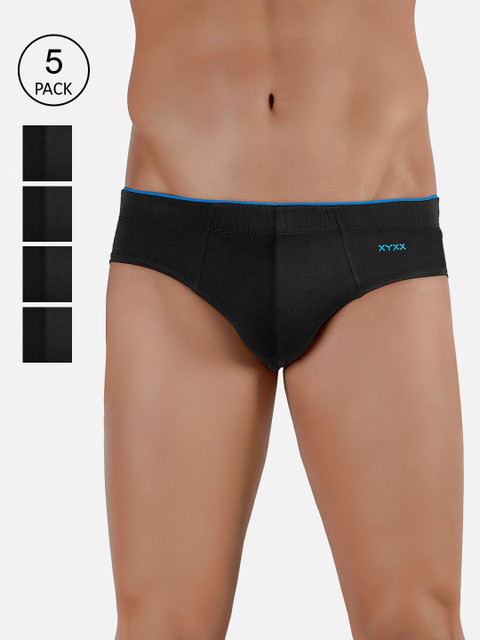 

XYXX Men Pack Of 5 Black Solid IntelliSoft Antimicrobial Uno Basic Briefs XYBRF5PCKN84_