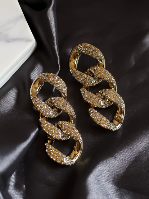 

Bellofox Gold-Plated Contemporary Cassey Interlocks Drop Earrings
