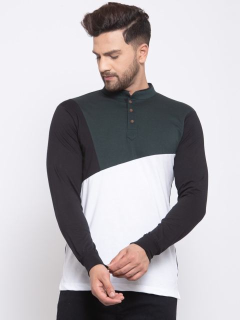 

Kalt Men Black & White Colourblocked High Neck T-shirt