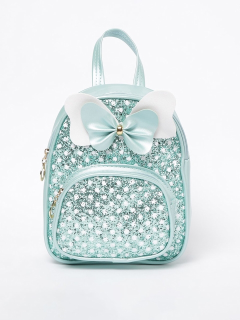 

Ginger by Lifestyle Women Sea Green & Silver-Toned Embellished Backpacks