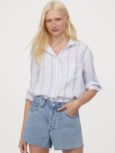 

H&M Women Blue Solid Vintage High Shorts