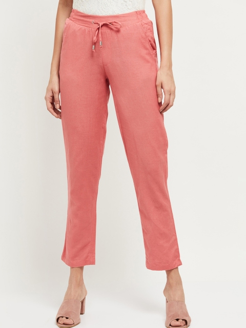 

max Women Pink Regular Fit Solid Regular Trousers