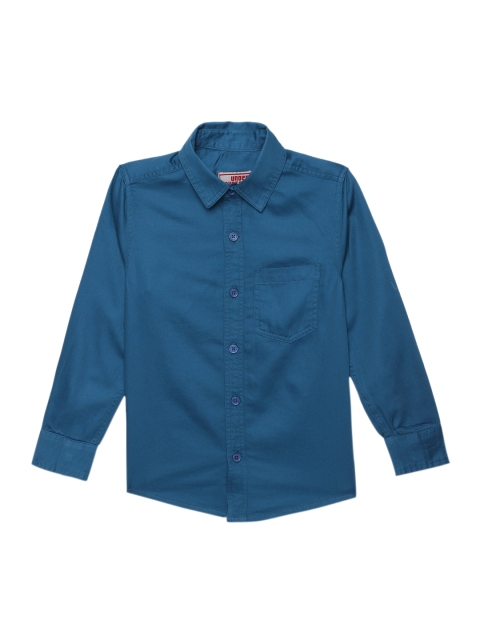 

UNDER FOURTEEN ONLY Boys Navy Blue Regular Fit Solid Casual Shirt