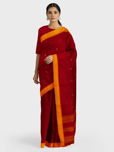 

APCO Maroon Woven Design Pure Cotton Saree
