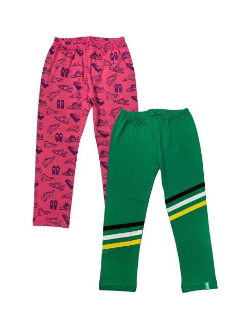 

You Got Plan B Girls Pack of 2 Printed Ankle-Length Leggings, Pink