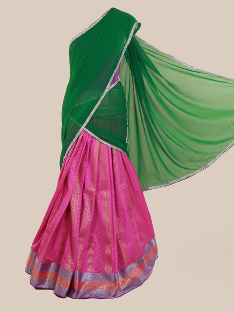 

Pothys Green & Pink Poly Chiffon Woven Design Saree