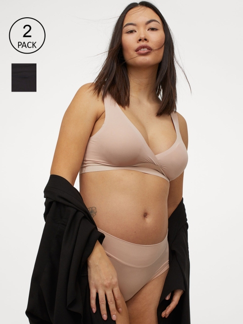 

H&M MAMA 2-pack Beige & Black Solid Hipster Briefs 0935045001
