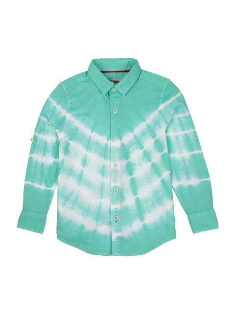 

UNDER FOURTEEN ONLY Boys Green Regular Fit Printed Casual Shirt