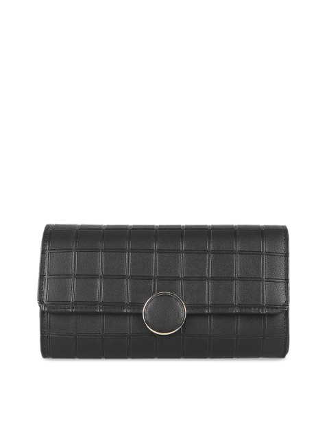 

Mochi Black Checked Envelope Clutch