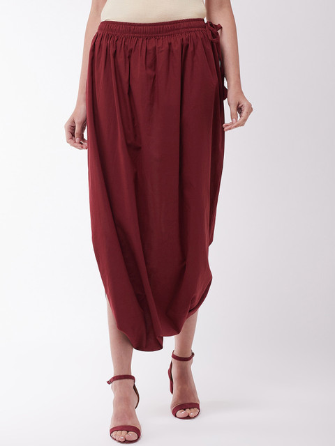 

InWeave Women Maroon Solid Cotton Dhoti Pants
