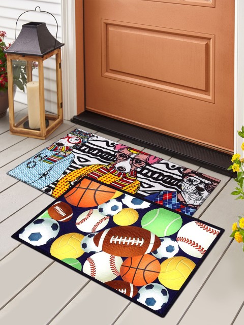 

Story@home Set Of 2 Multicoloured Printed Anti-Skid Doormats, Multi