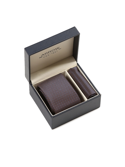

Arrow Men Blue & Orange Woven-Design Accessory Gift Set