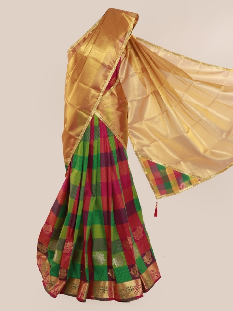 

Pothys Multicoloured Checked Tissue Saree, Multi