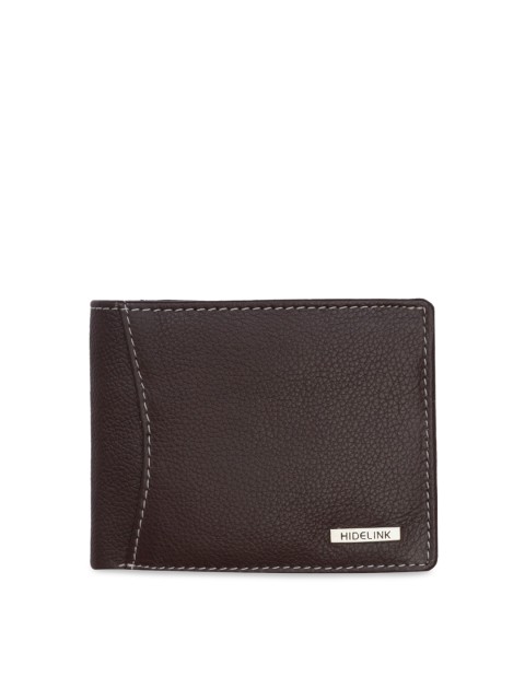

Hidelink Men Brown Textured Two Fold Leather Wallet