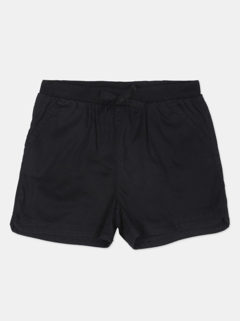 

The Childrens Place Girls Black Solid Cotton Regular Shorts