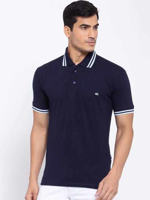 

Allen Cooper Men Navy Blue Solid Polo Collar T-shirt