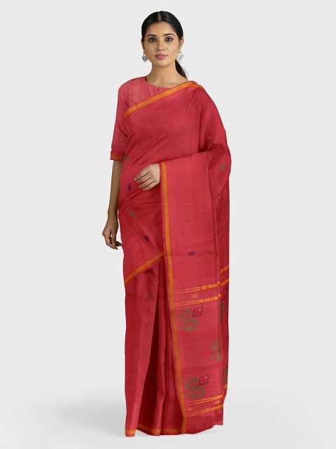 

APCO Pink Solid Pure Cotton Saree