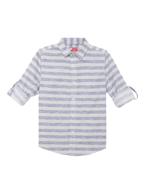 

UNDER FOURTEEN ONLY Boys Blue Regular Fit Striped Casual Shirt