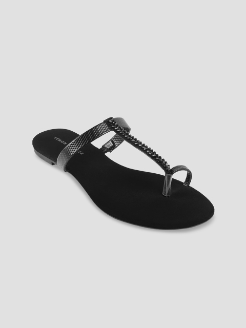 

LEMON & PEPPER Women Black Embellished One Toe Flats