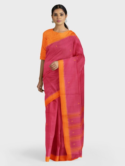 

APCO Pink Solid Pure Cotton Saree