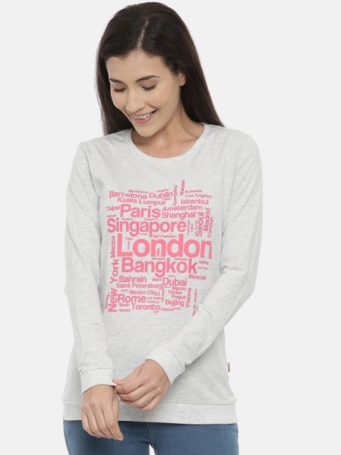 

3PIN Women Grey Printed Round Neck T-shirt