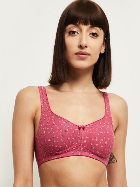 

max Pink & Orange Printed Non-Wired Lightly Padded T-shirt Bra