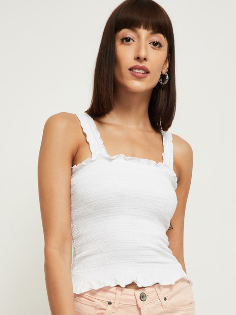 

max White Pure Cotton Fitted Crop Top