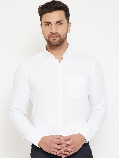 

Canary London Men White Slim Fit Solid Casual Shirt