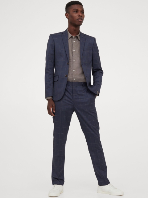 

H&M Men Navy Blue Jacket Slim Fit