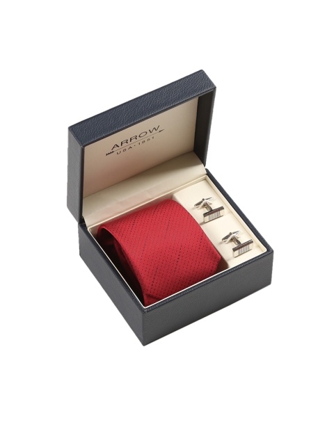 

Arrow Men Red & Silver-Toned Assorted Patterned Accessory Gift Set