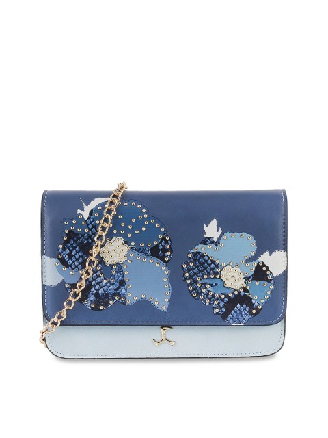 

Mochi Blue & White Embellished Clutch