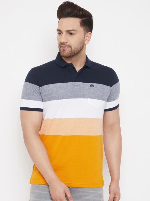 

98 Degree North Men Navy Blue Colourblocked Polo Collar T-shirt