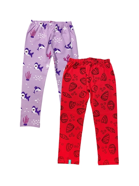 

You Got Plan B Girls Pack of 2 Printed Ankle-Length Leggings, Lavender