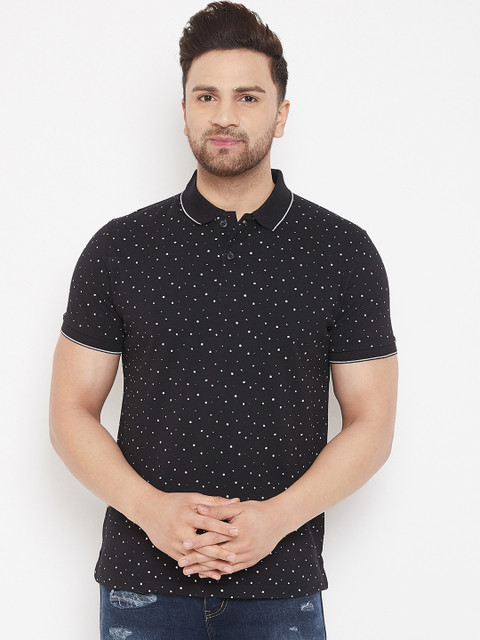 

98 Degree North Men Black Printed Polo Collar T-shirt