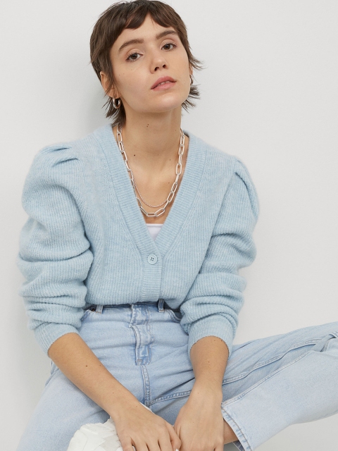 

H&M Mom Blue Solid High Ankle Jeans