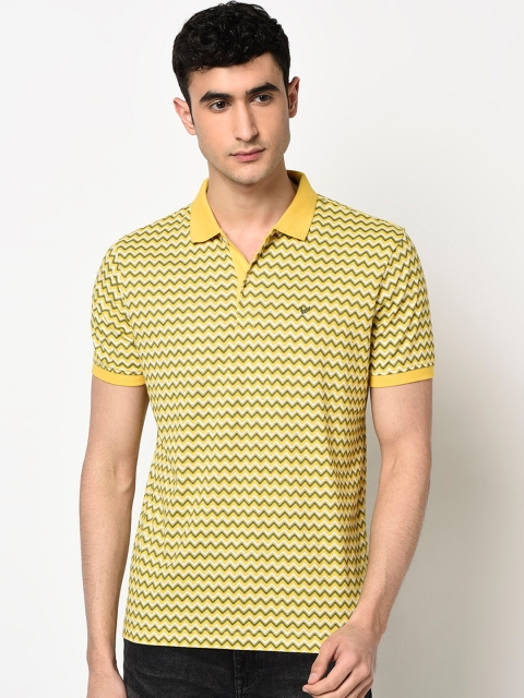 

Blackberrys Men Yellow Printed Polo Collar T-shirt