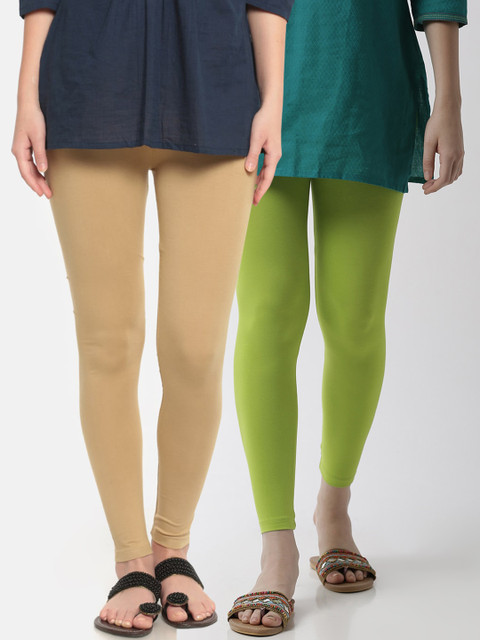 

De Moza Women Pack Of 2 Solid Ankle-Length Leggings, Green