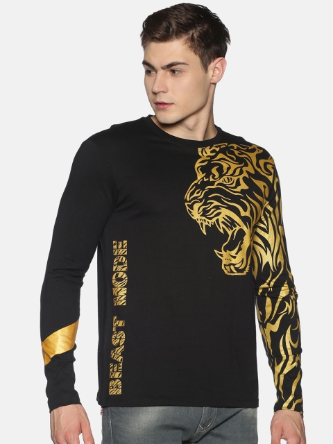 

UrGear Men Black Printed Round Neck T-shirt