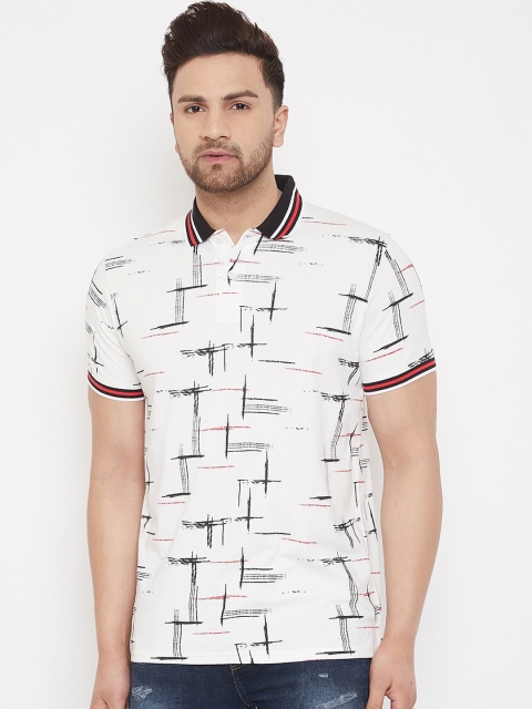 

98 Degree North Men Off-White Printed Polo Collar T-shirt