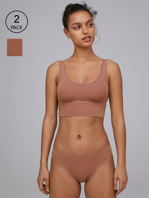 

H&M Women 2-pack Brown Solid Hipster Briefs 0933859002