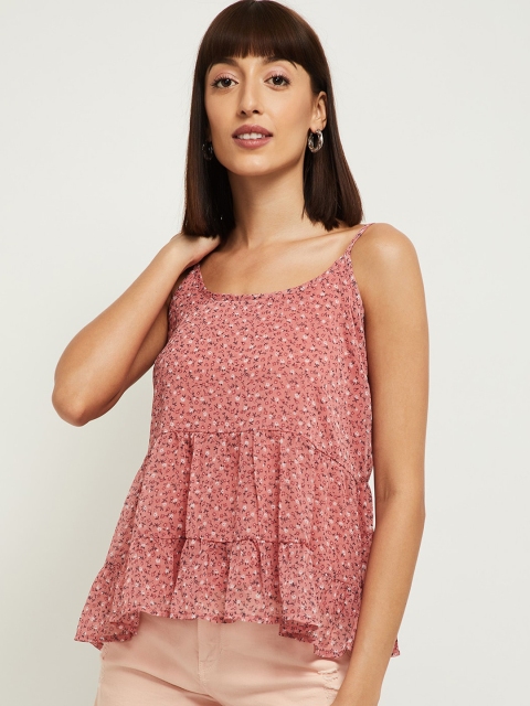 

max Women Pink Floral Printed Regular Top