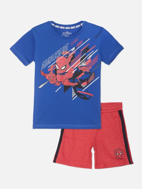 

Kids Ville Boys Spiderman Blue & Red Printed T-shirt with Shorts