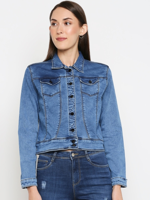 

Kraus Jeans Women Blue Solid Denim Jacket