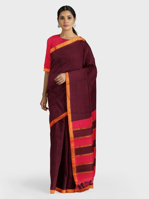 

APCO Brown Striped Pure Cotton Saree