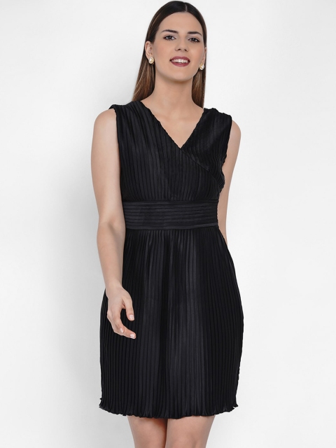 

Samshek Women Black Accordion Pleated Wrap Dress