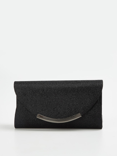 

CODE by Lifestyle Black & Gunmetal-Toned Textured Clutch