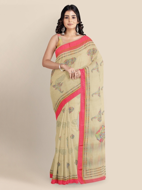 

KLM Fashion Mall Cream-Coloured Woven Design Banarasi Saree