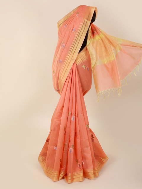

Pothys Peach-Coloured Woven Design Cotton Blend Saree