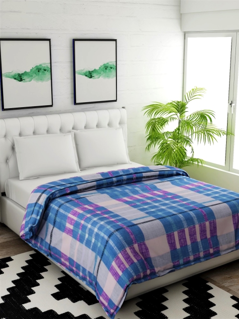 

Salona Bichona Blue & Grey Checked Mild Winter 120 GSM Double Bed Comforter